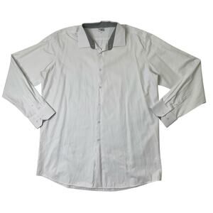 TMG Italy Shirt Mens 18 White Cotton Blend Button Up Long Sleeve Formal Dress